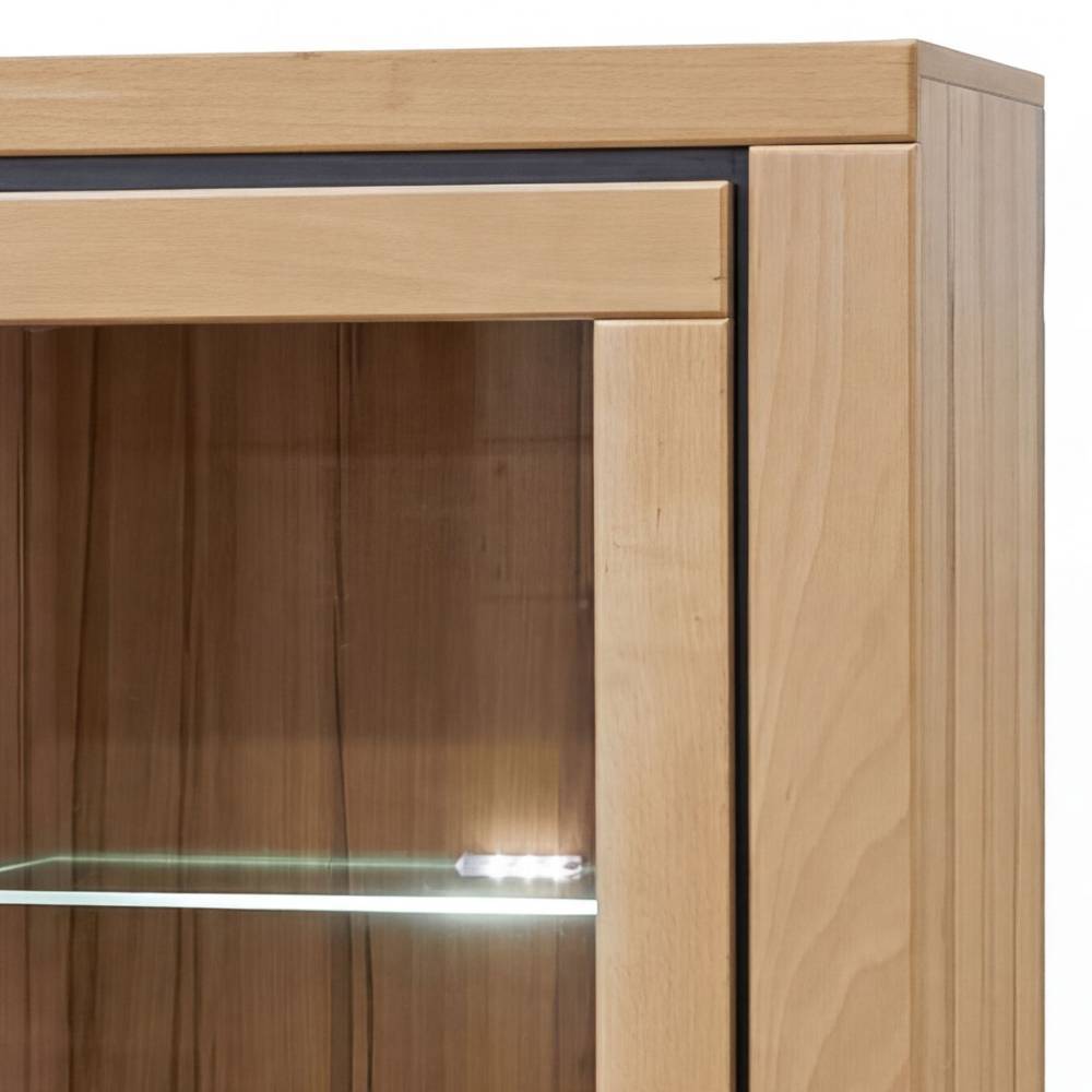 Highboard-Vitrine in Kernbuche teilmassiv - Bordana
