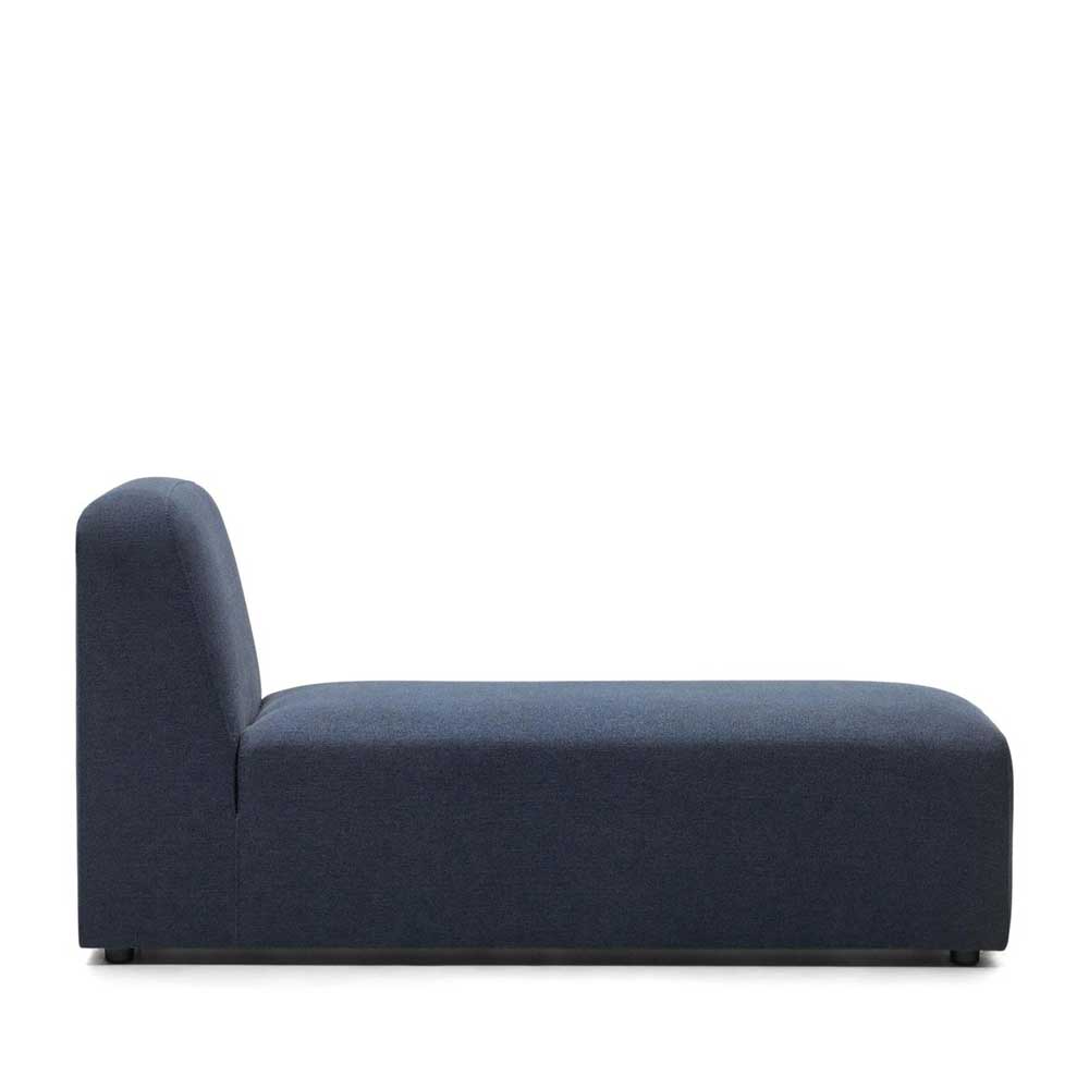 Dunkelblaue Stoff Chaiselongue von der Seite mit Rückenlehne – Fouzi