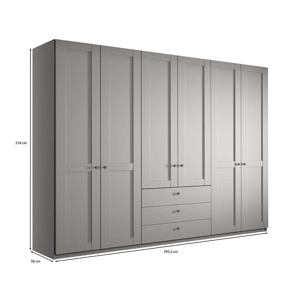 3m Schlafzimmerschrank in Hellgrau - Ridonna
