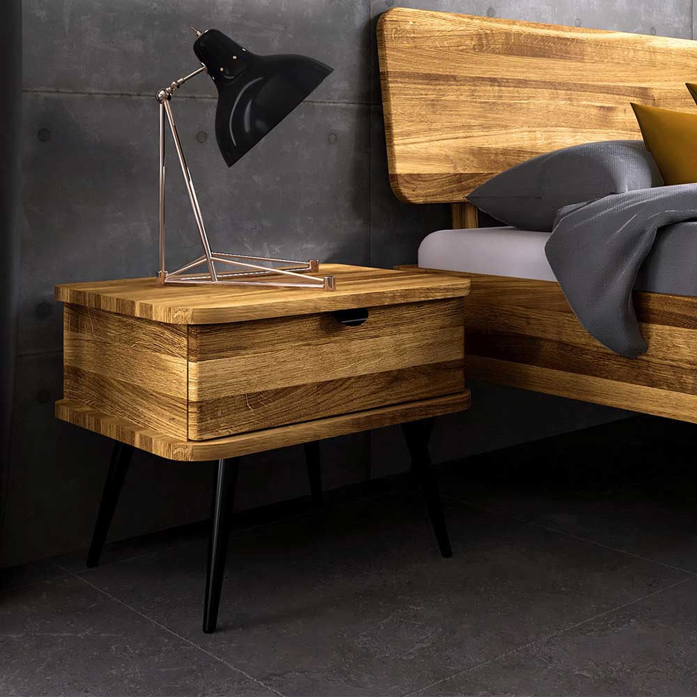 Wildeiche Bett mit Holzkopfteil - Casarius