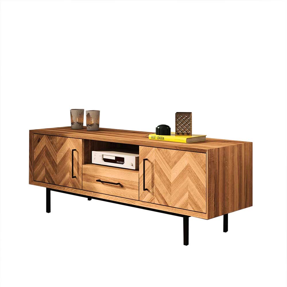 TV Unterschrank mit Fischgrät Design Türen - Kerfa