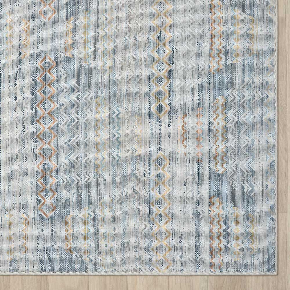 Mehrfarbiger Teppich mit geometrischem Zickzack-Muster, strapazierfähig für das Schlafzimmer – Princey