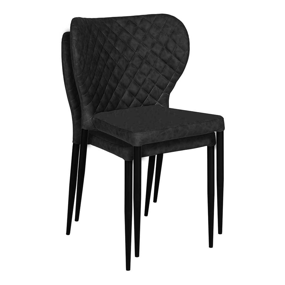 Polsterstühle aus Kunstleder Schwarz - Wambada (2er Set)