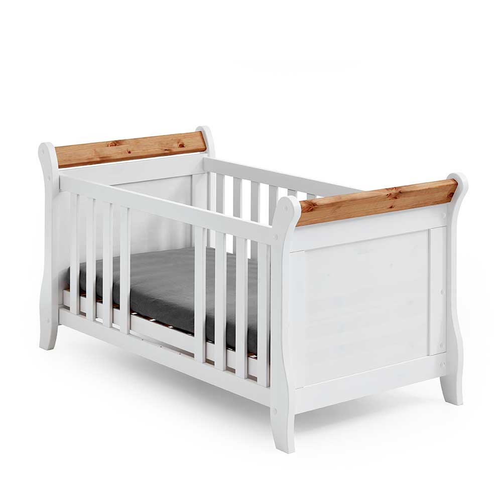 Landhaus Babybett aus Kiefer zweifarbig - Sibiuta