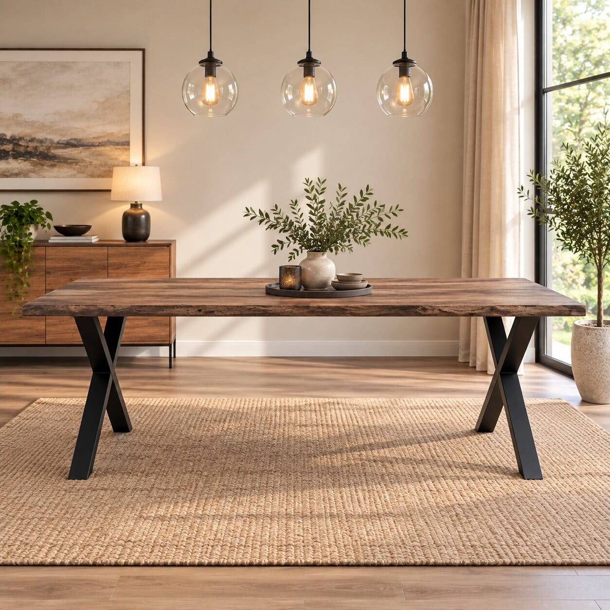 300x100 Esstisch aus Eiche mit Räucheröl - Ewlina