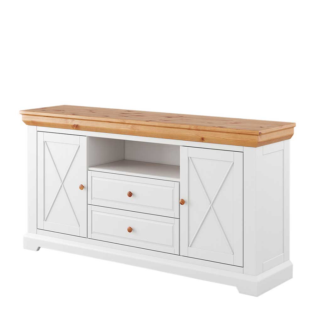 Landhaus Sideboard in Weiß & Natur Kiefer - Saluts