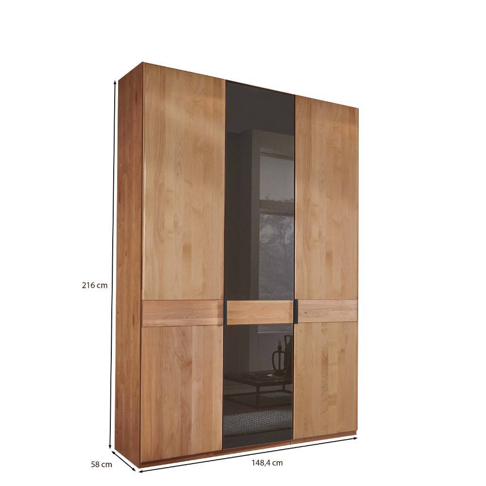 3-türiger Kleiderschrank in Erle teilmassiv - Hung