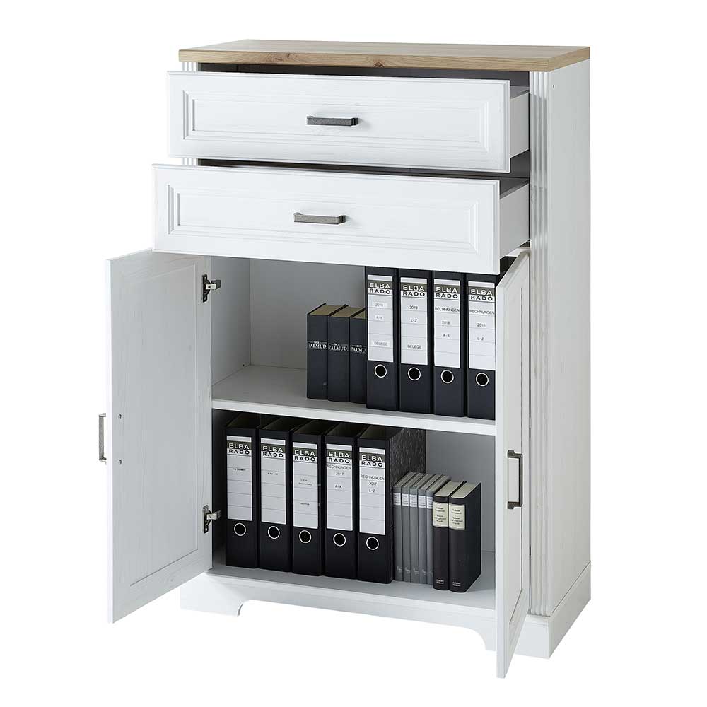 86x127x38 Büro Ordnerschrank 2-türig & 2 Schubladen - Mehady