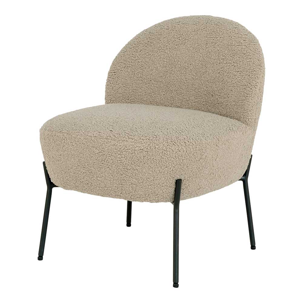 Plüsch Sessel ohne Armlehnen in Beige - Zutana