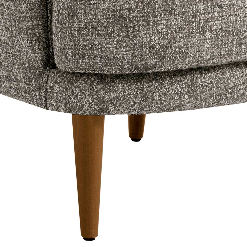 Elegante konische Holzfüße des modernen Ohrensessels in Beigegrau – Curemo
