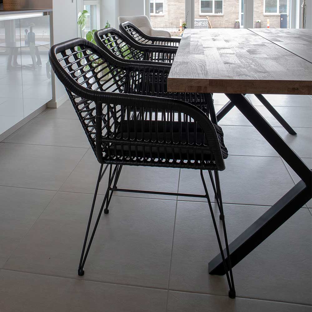 Rattan Armlehnstühle in Schwarz - Lucya (2er Set)