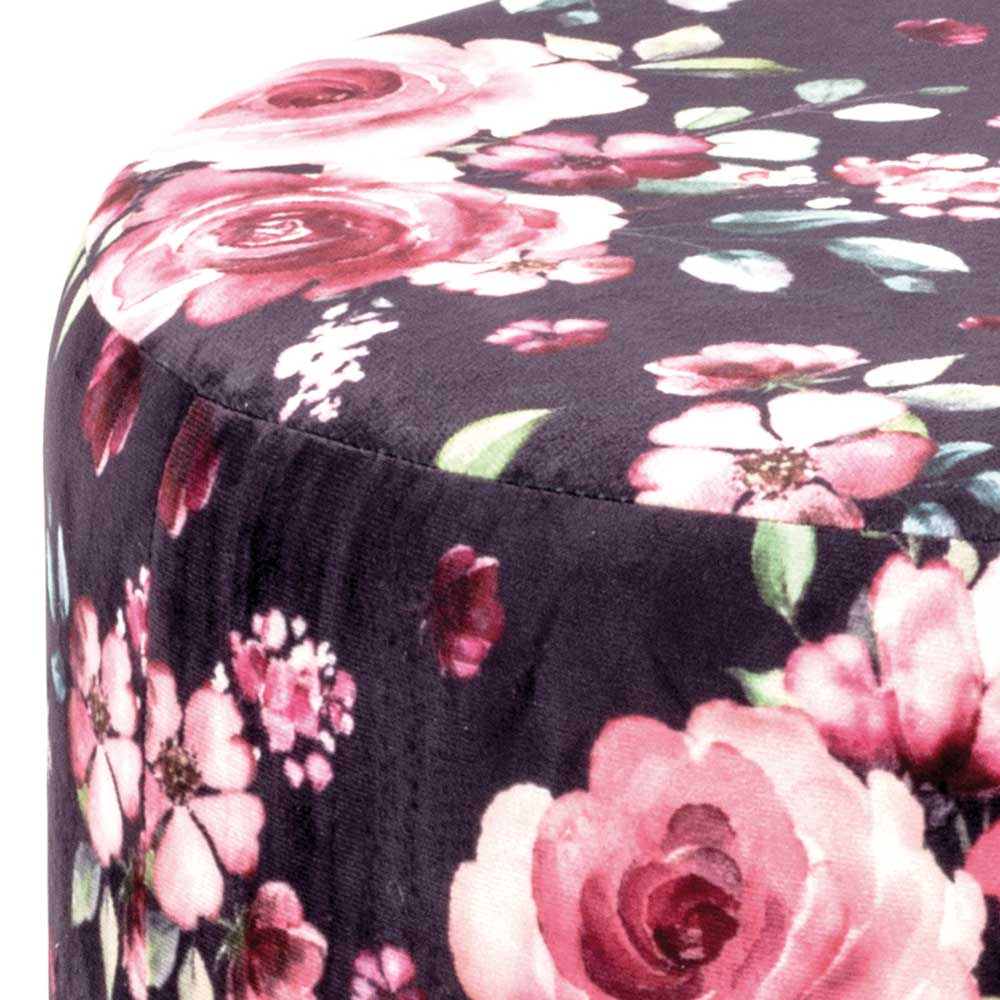 Runder Polsterhocker mit Rosen Samt - Auray