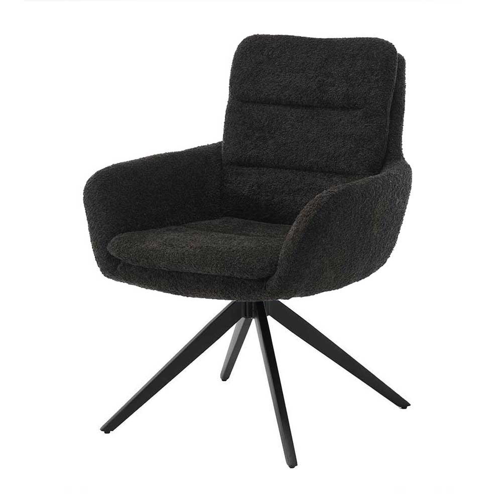 Esszimmer Boucle Drehstuhl mit Armlehnen - Albertiro (2er Set)