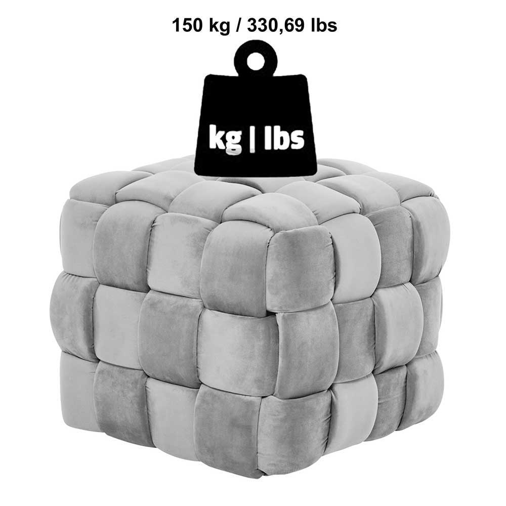 Flechtdesign Hocker in Rosa Samt - Amelie