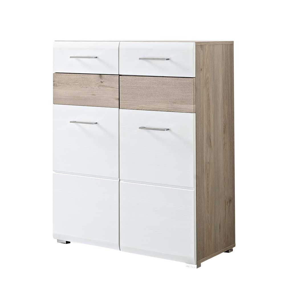 Flur Schuhschrank Brosgo in Weiß Silbereiche