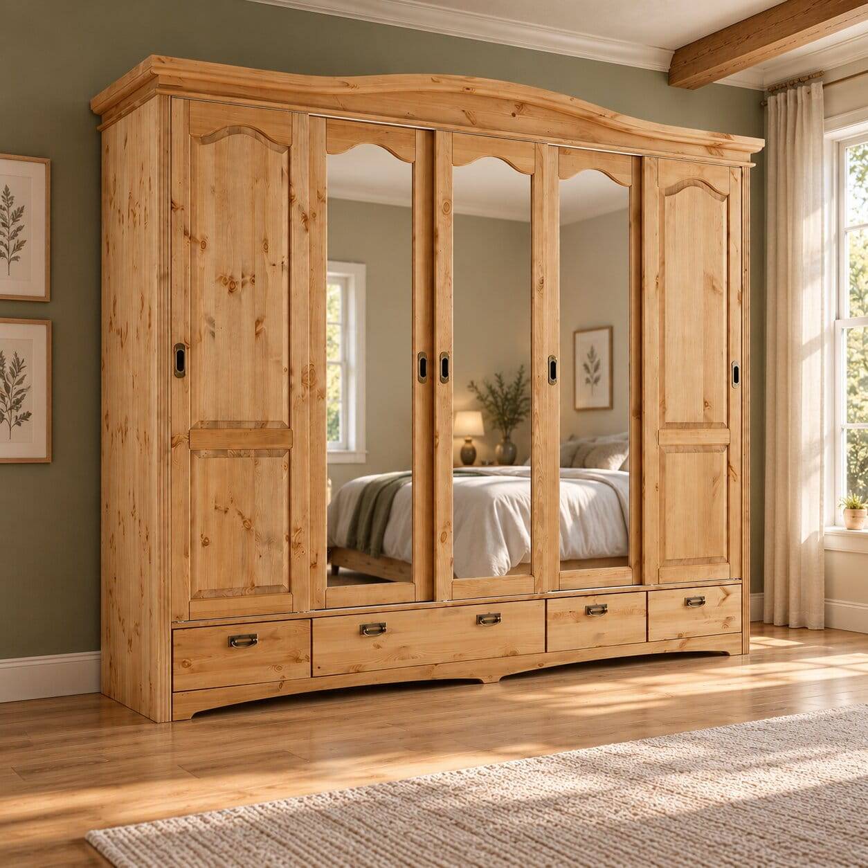 Holz Landhaus Schrank mit Schiebetüren - Vocoja