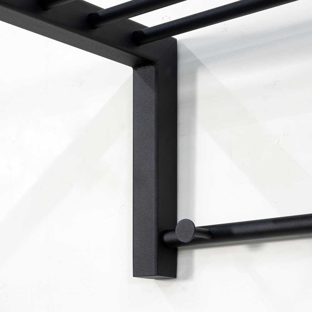 Schwarze Stahl Wandgarderobe mit Hutablage - Tattra