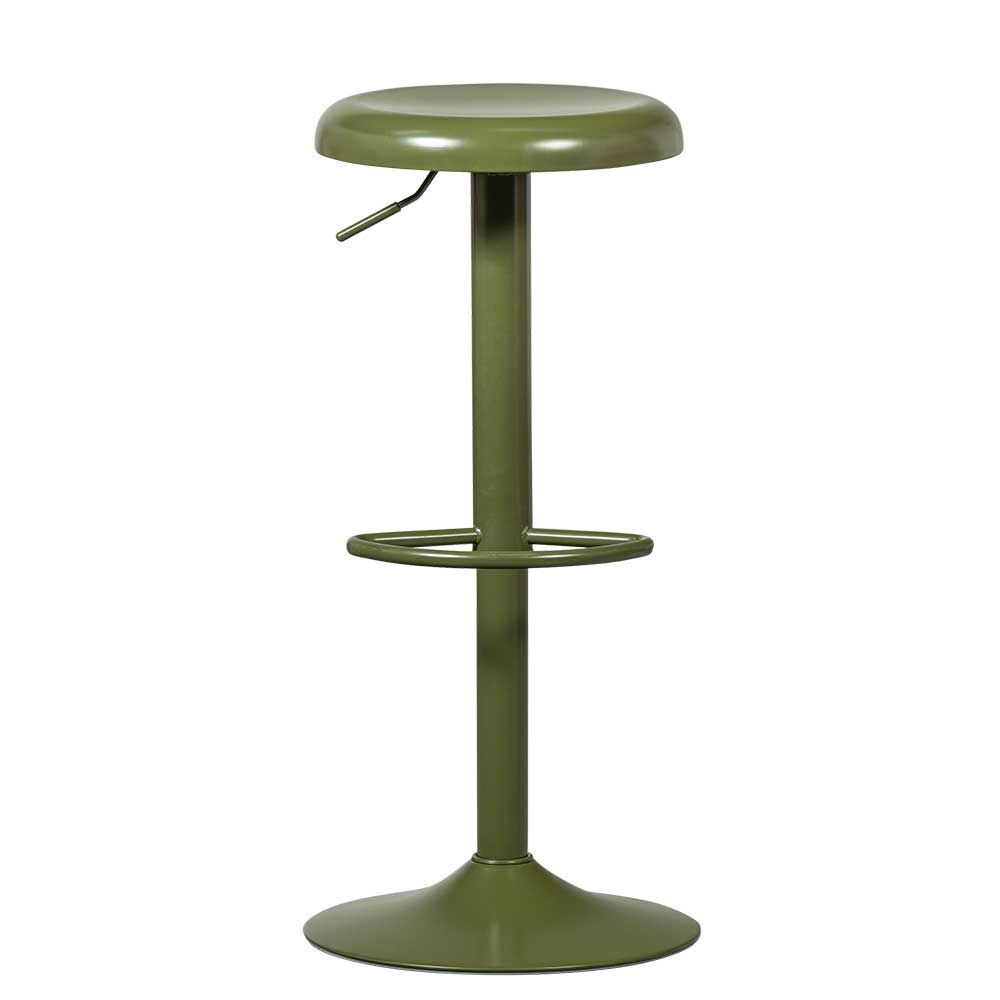 Runder Metall-Barhocker in Grün - höhenverstellbar - Giolia