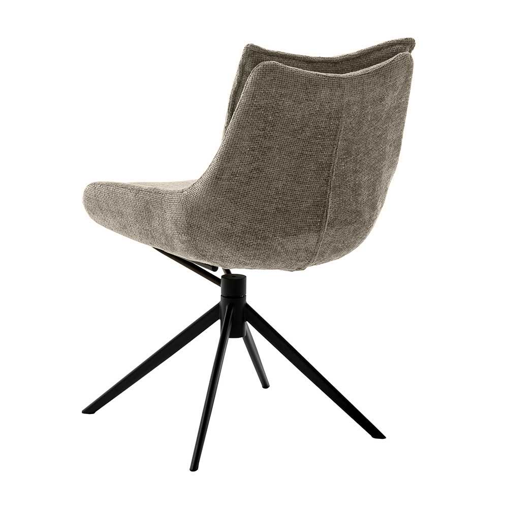 Drehbarer Polsterstuhl in Taupe - Aroran (2er Set)