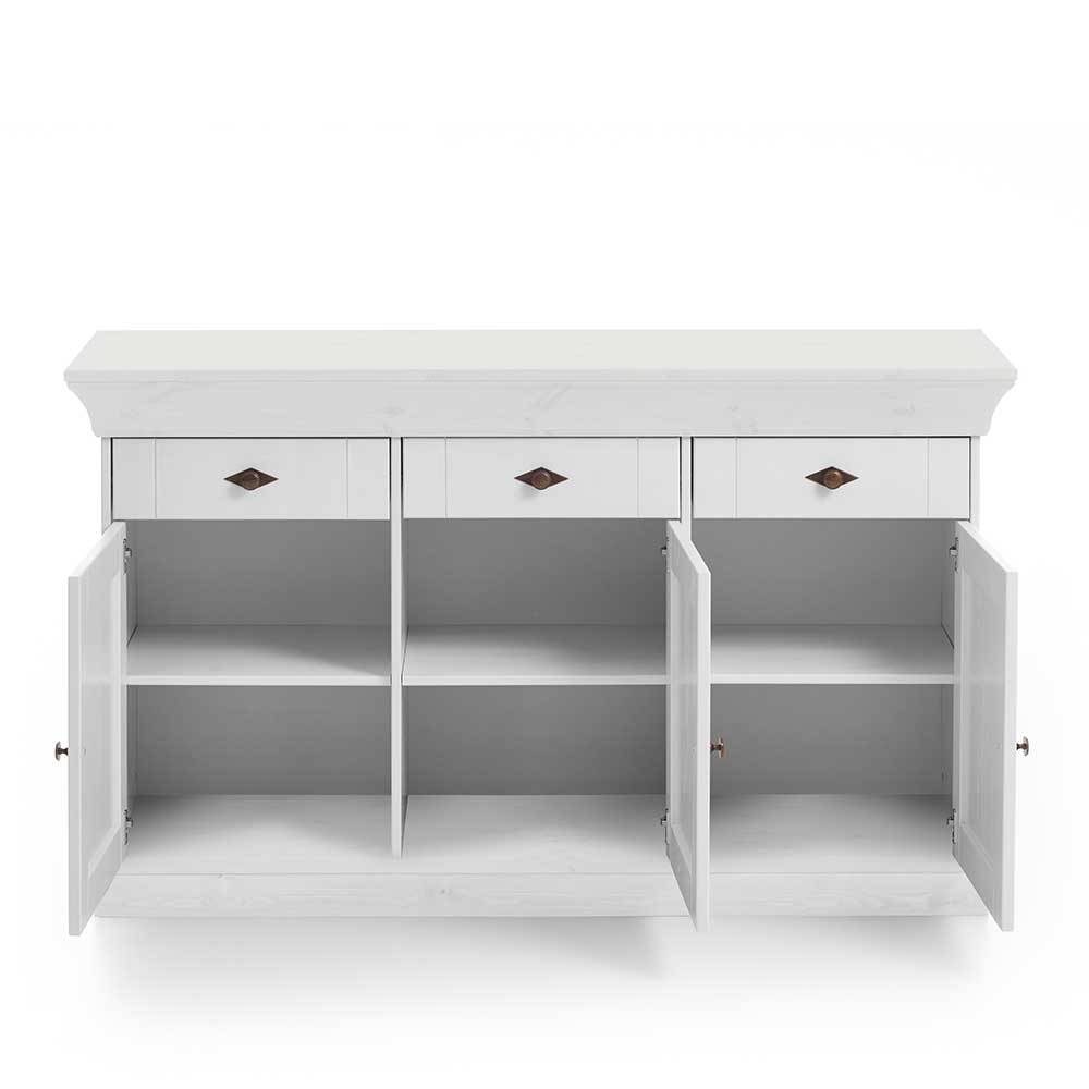 Massives Kiefer Sideboard Satumare in Weiß