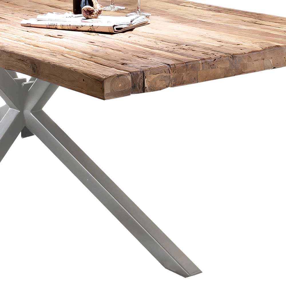 Esszimmertisch mit Holzplatte aus Teak recycelt - Kulstrado