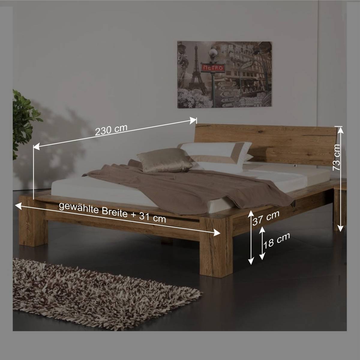 Holzbett Valamengo aus Eiche massiv