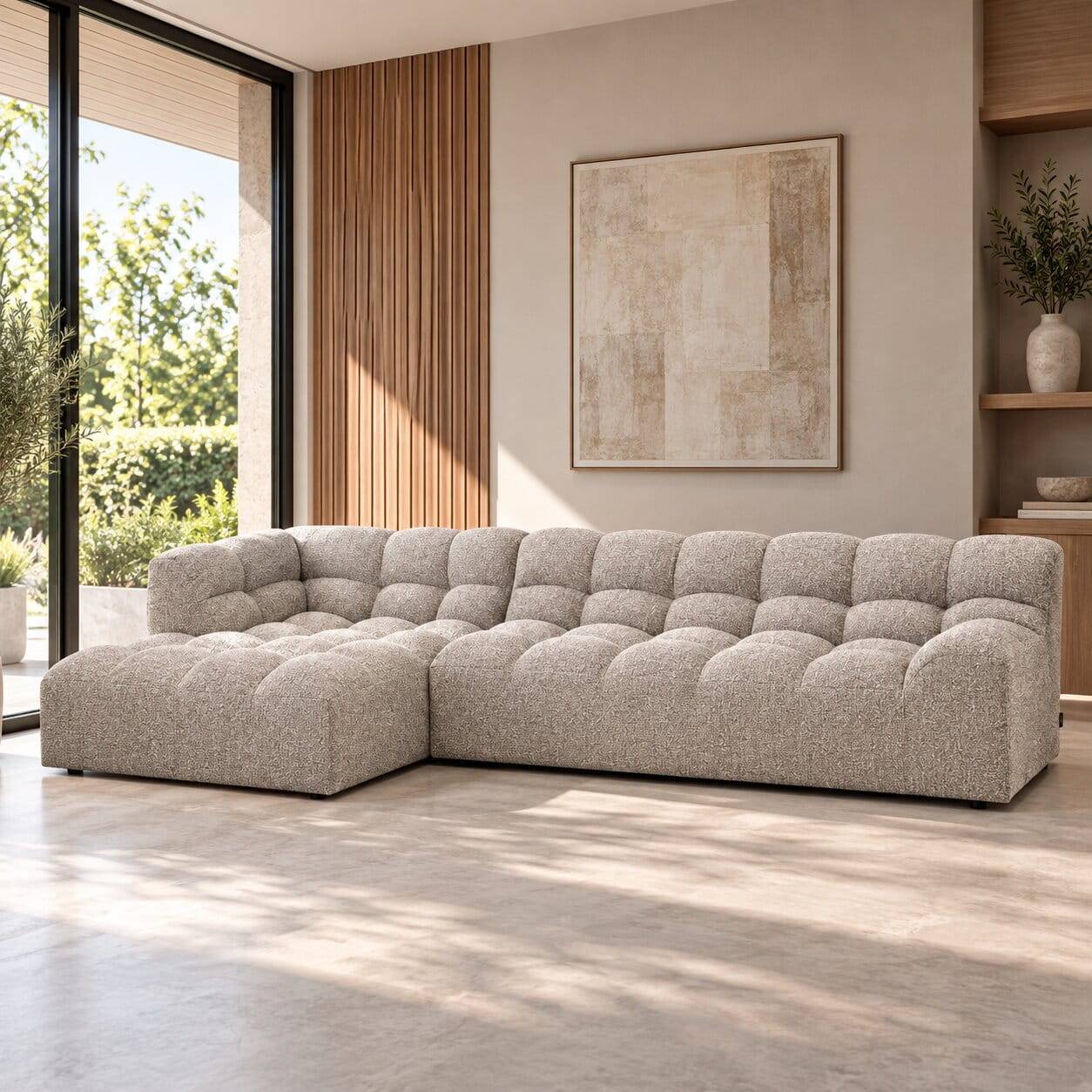Design Polsterecke in Beigegrau meliert - Biatrore