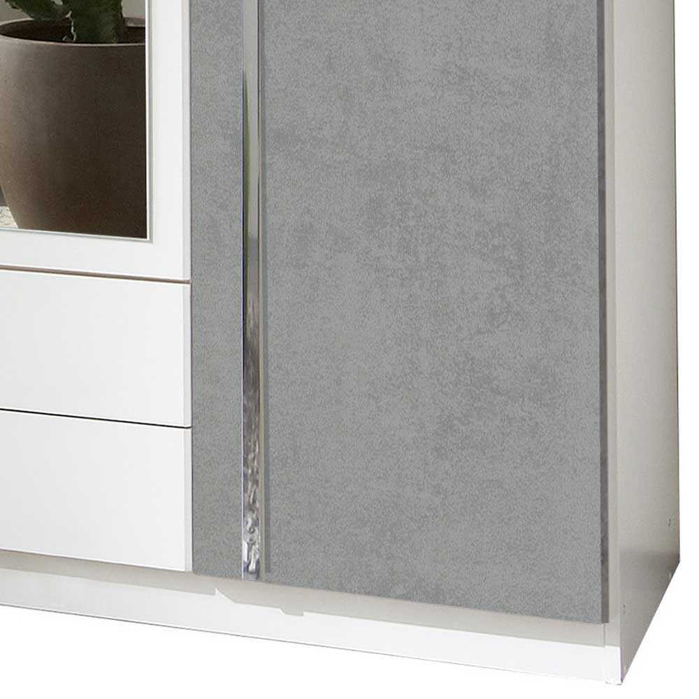 Kleiderschrank in Weiß & Betonoptik mit Chrom - Hotti I