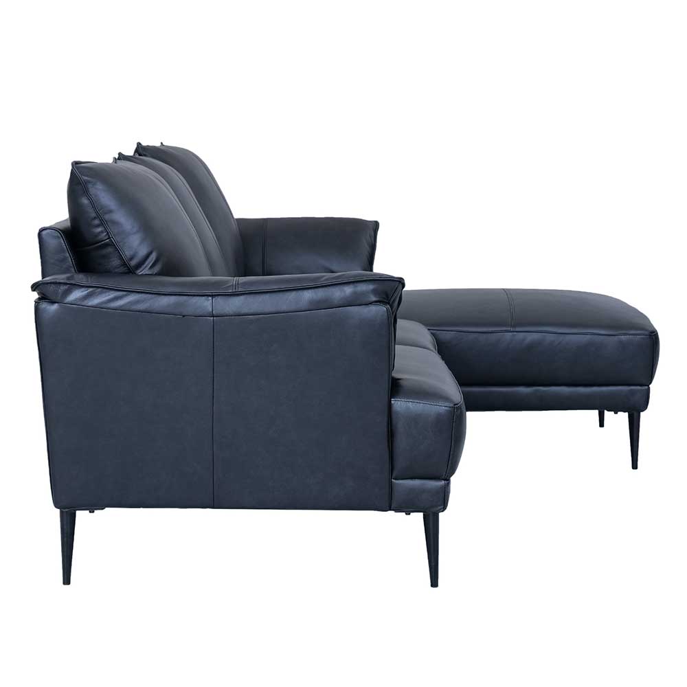 Leder Ecksofa in Schwarz - Lagon