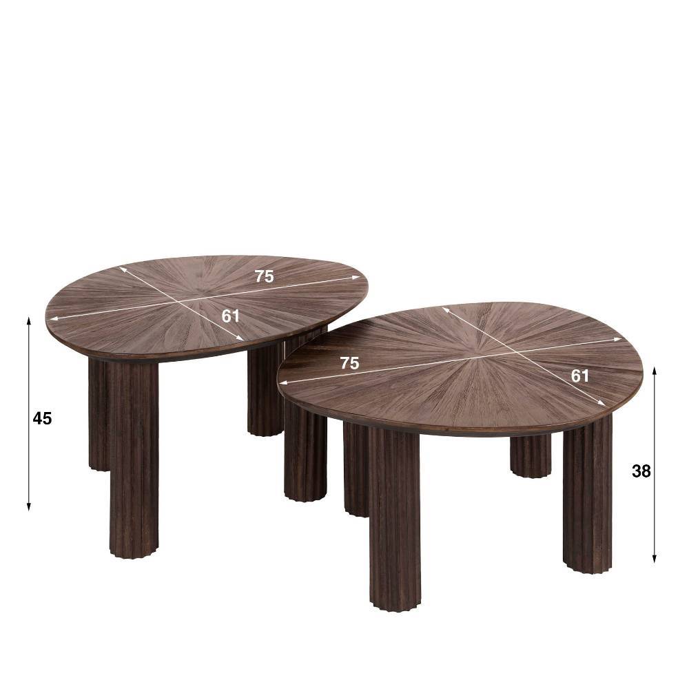 Zweisatz-Wohnzimmertisch in Dunkelbraun - Lounger (zweiteilig)