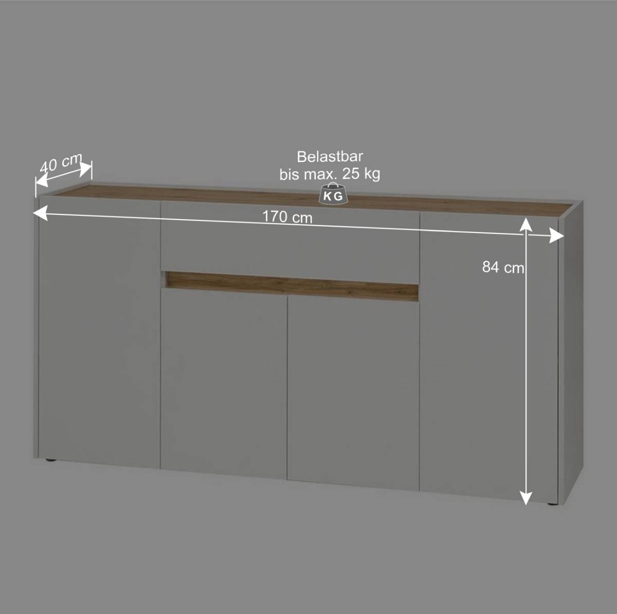 Wohnraum Sideboard 170 cm breit - Nonessia