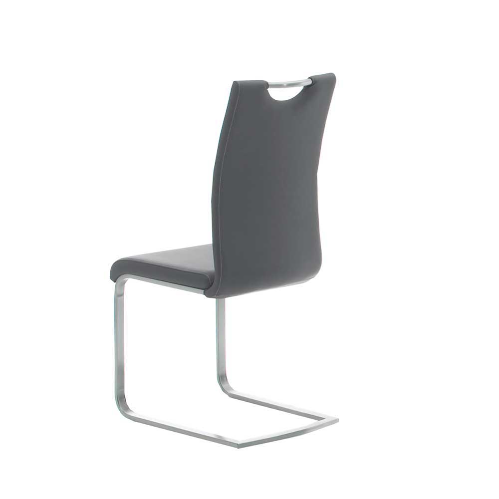 Freischwinger Esszimmerstuhl Kunstleder Jector in Grau (4er Set)