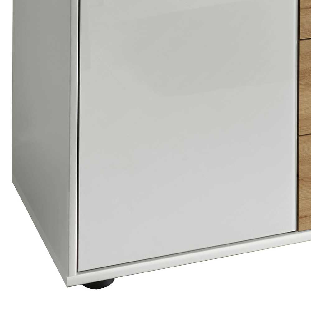 Wohnraum Kommode in Weiß Glas-Front - Ivany