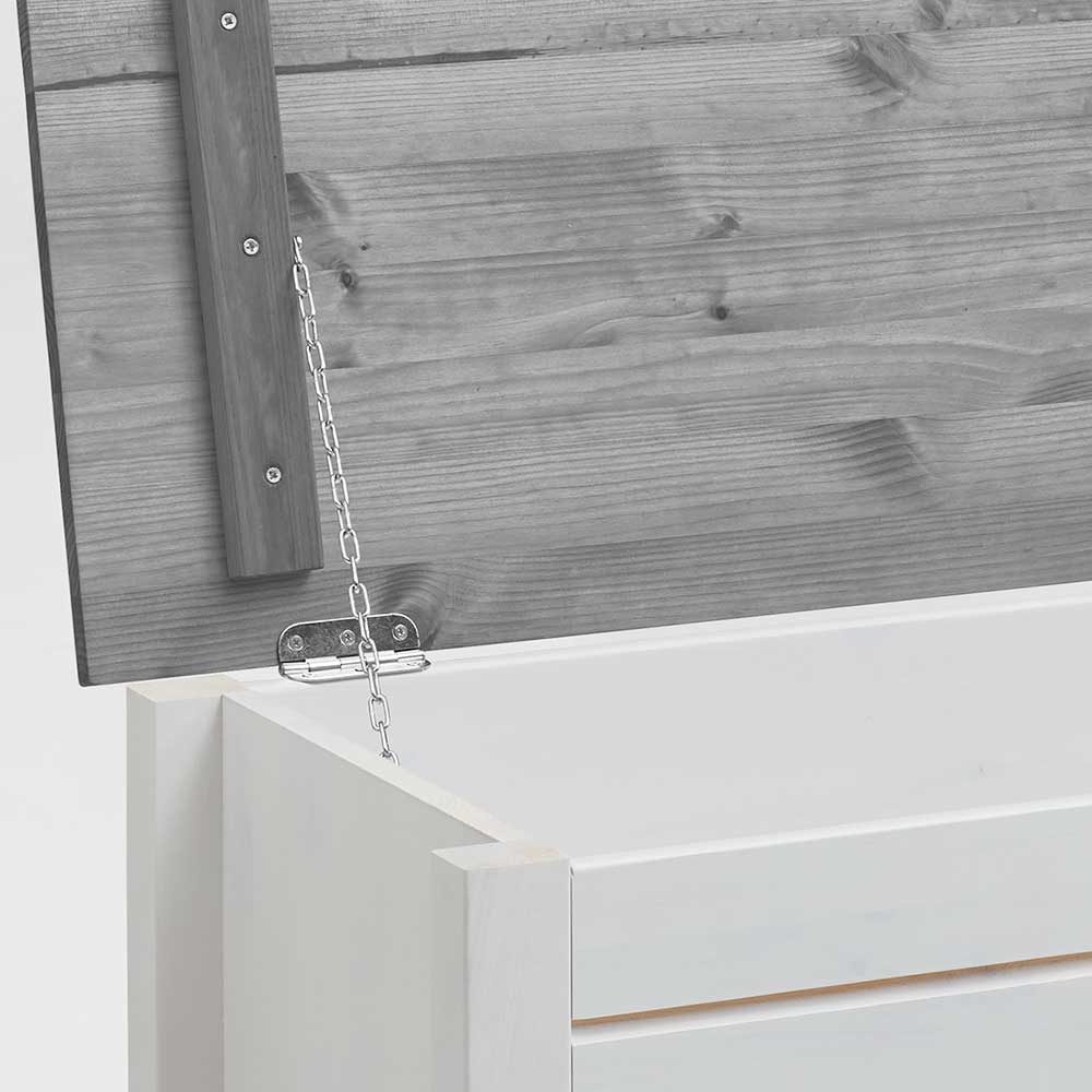 86x47x38 Holztruhe in Weiß & Grau - Caneon