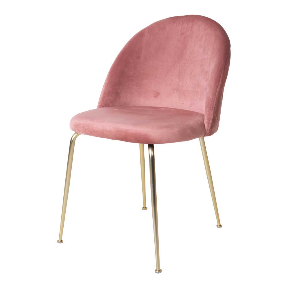 Moderner Polsterstuhl aus rosa Samt mit eleganten Messingbeinen – Nashville