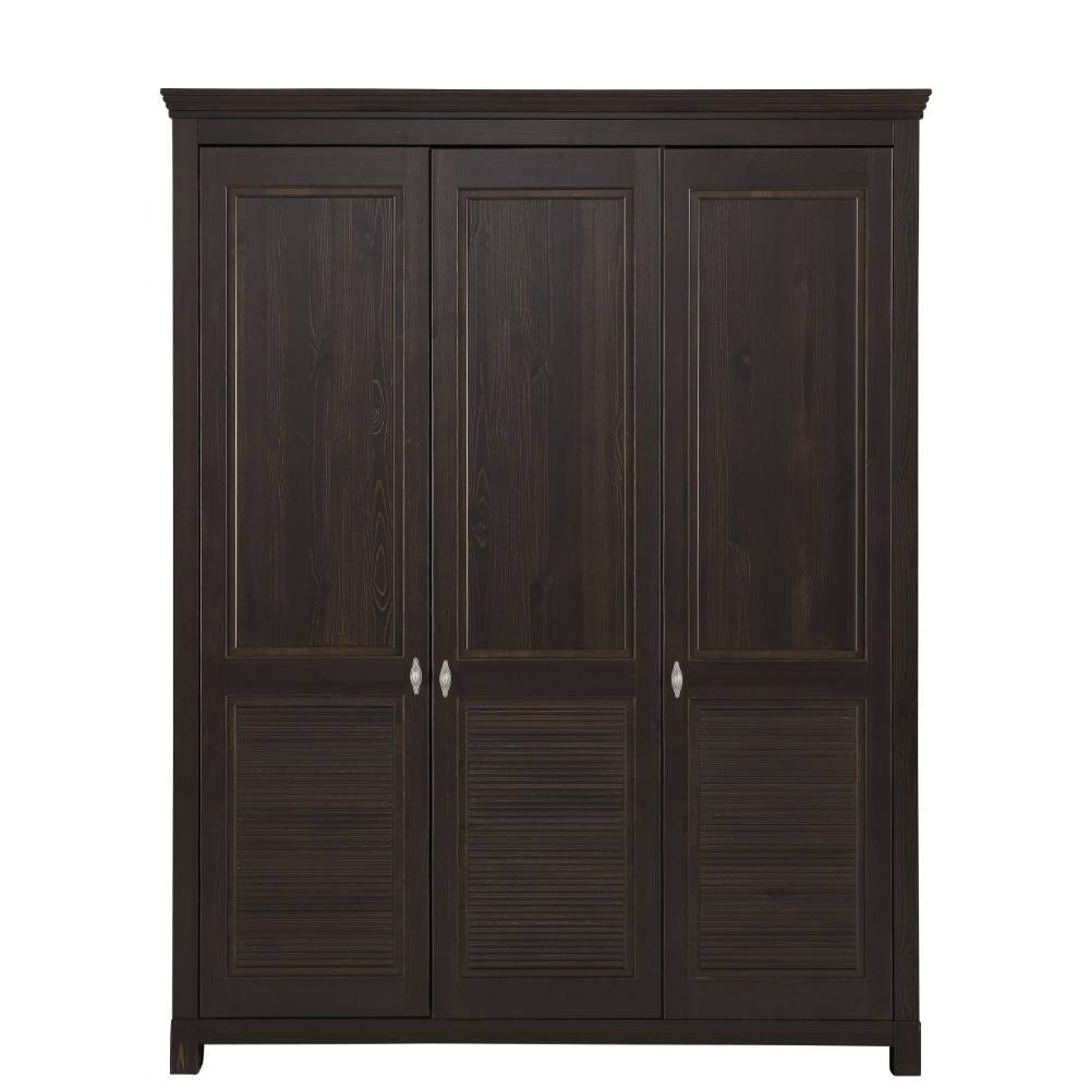 Kiefernholz Kleiderschrank in Dunkelbraun - Sikulav