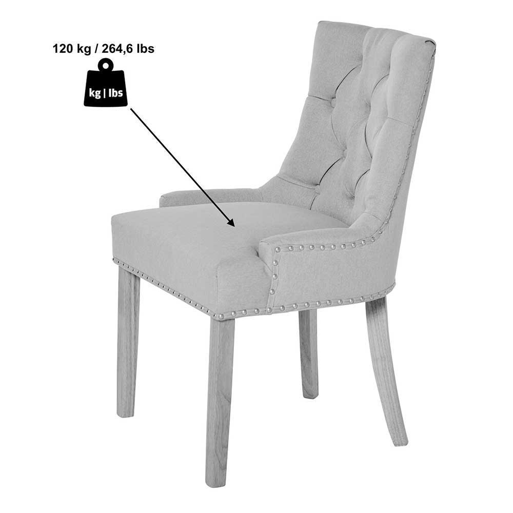 Chesterfield Stuhl in Grau meliert und Schwarz - Menton