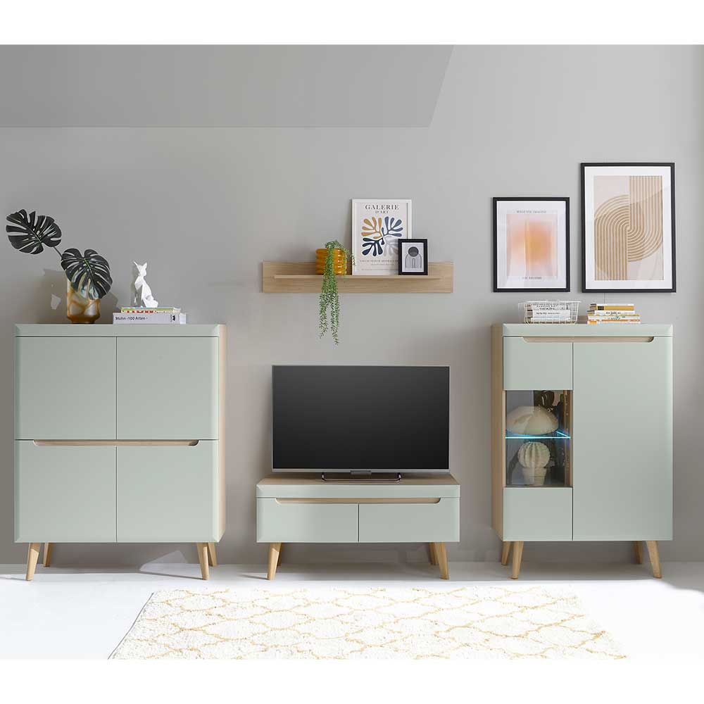Scandi Chic Wohnzimmermöbel Wohnwand - Armina (vierteilig)
