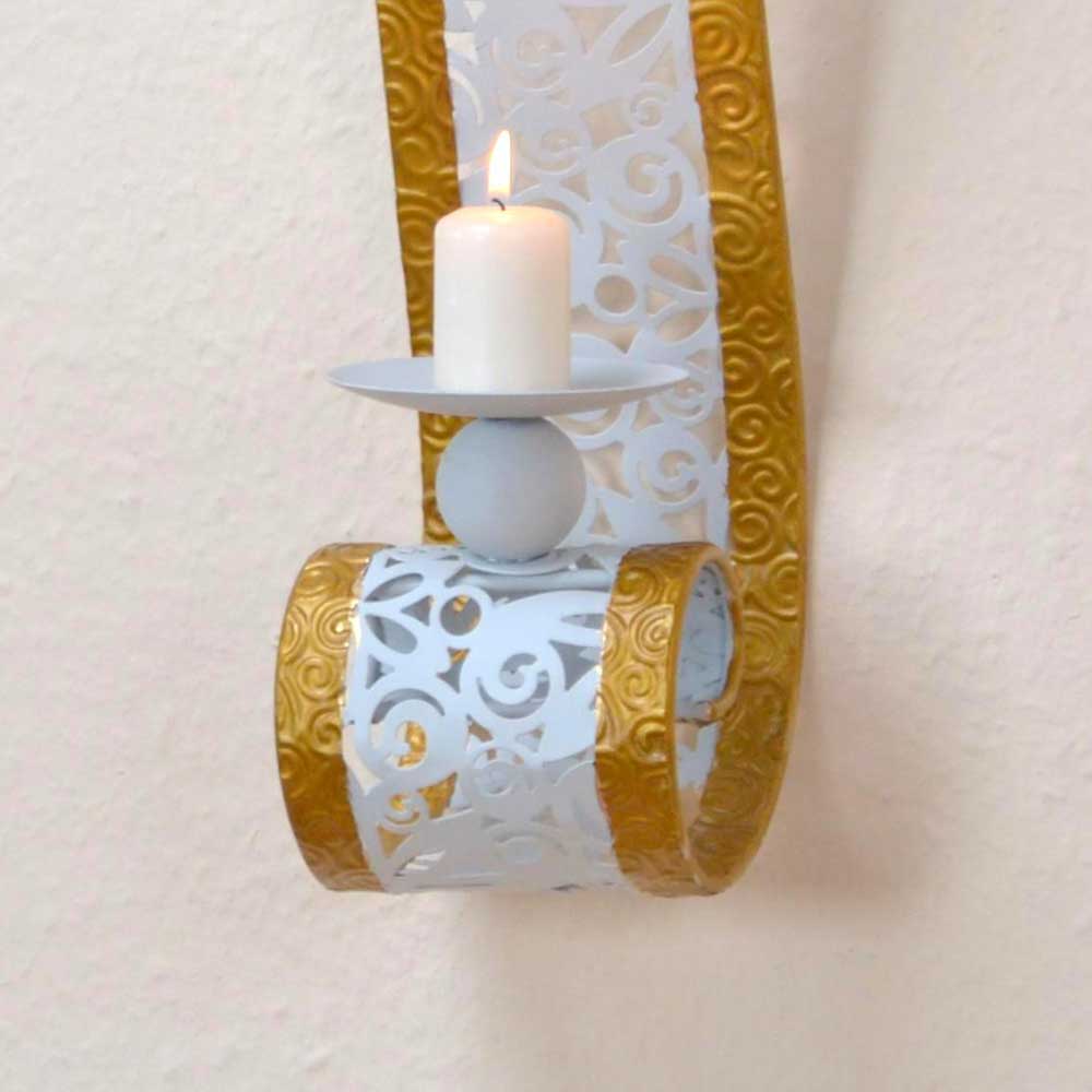 Wandkerzenhalter Yazzon in Weiß Gold (2er Set)