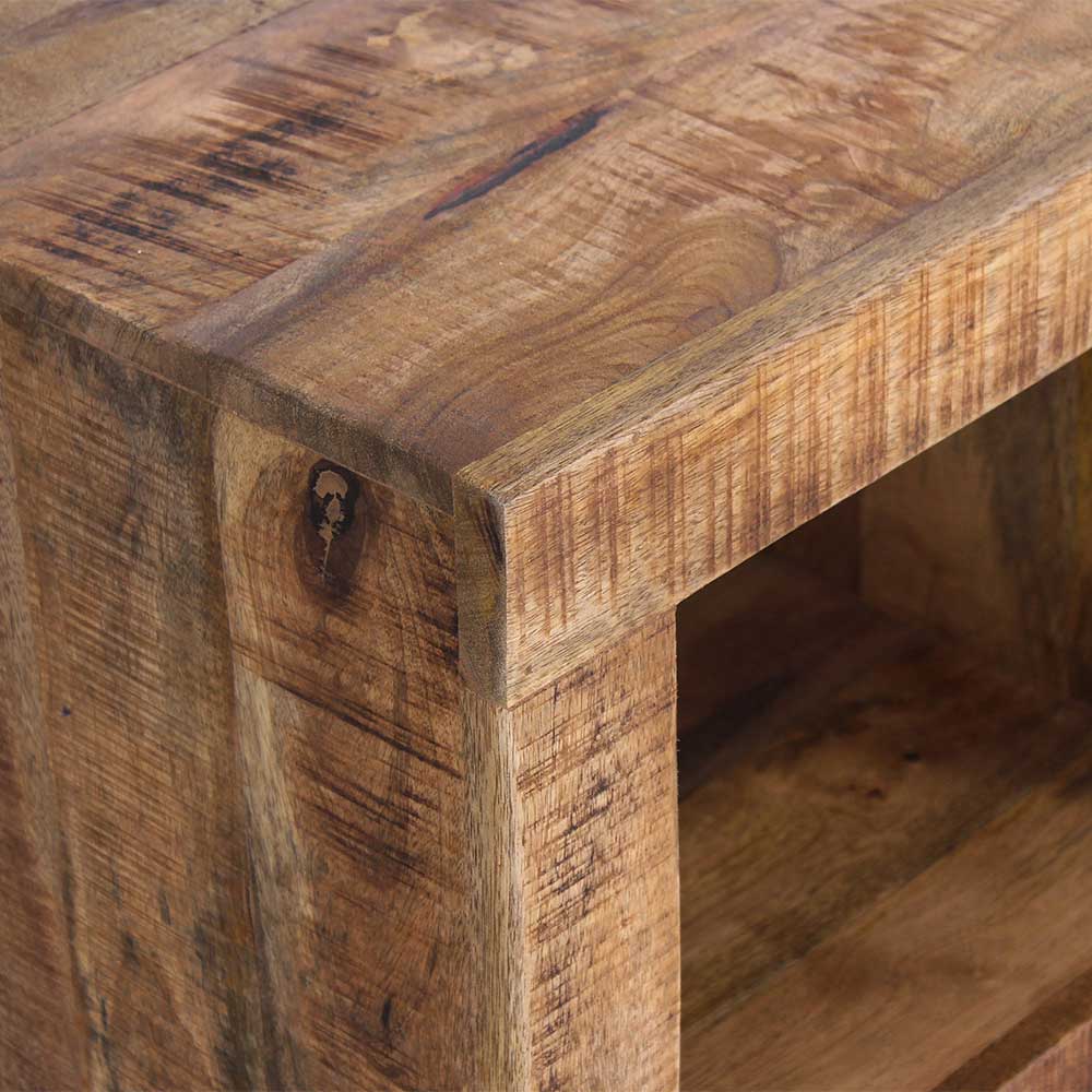 50x45x50 Mangoholz Wohnzimmertisch mit Ablageboden - Enzetra