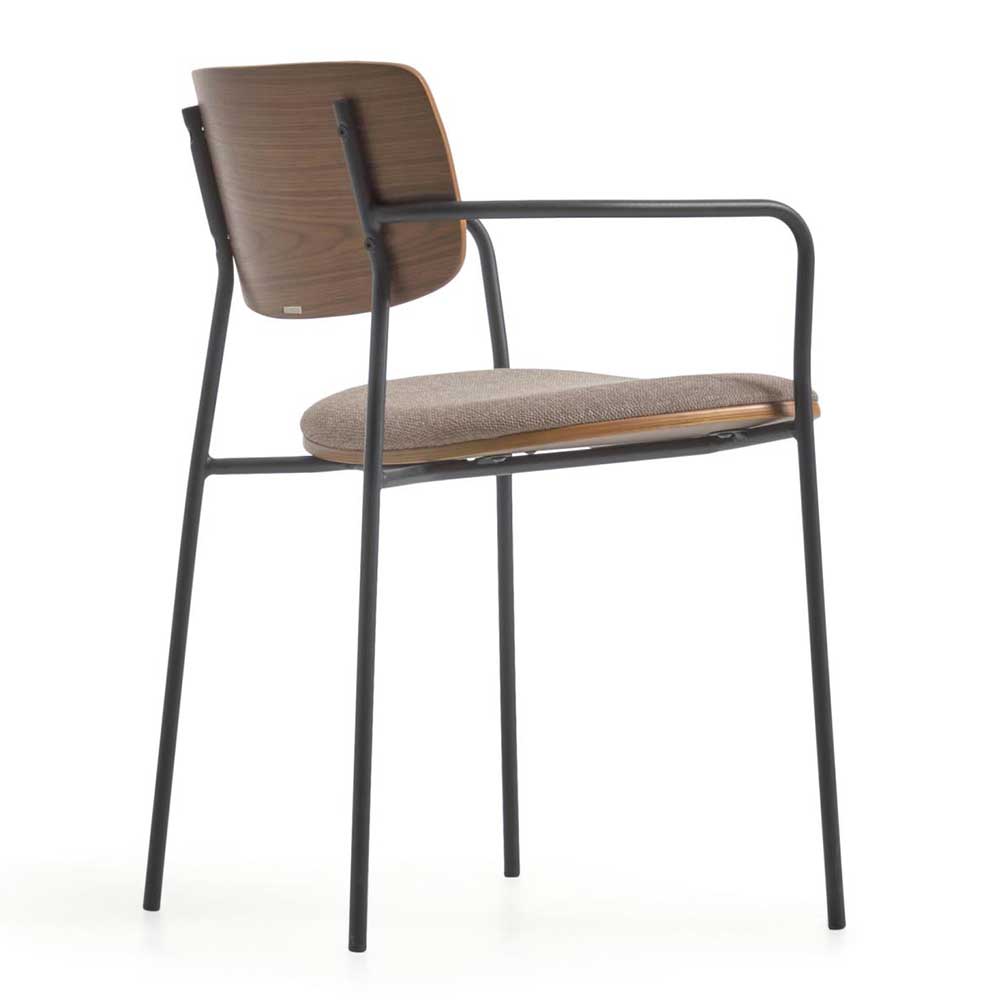 Esszimmerstühle in Walnuss & Taupe - Barbara (4er Set)