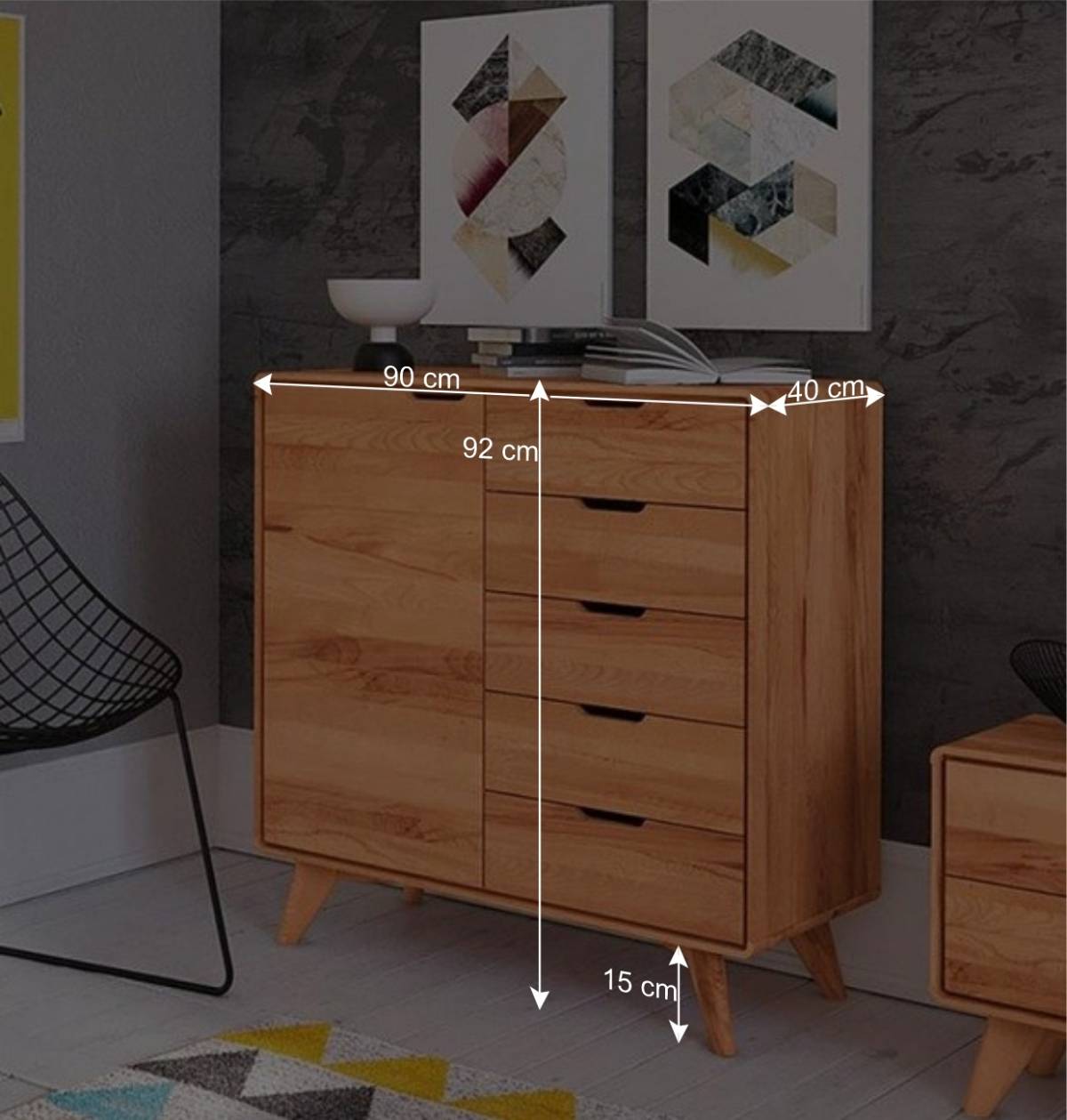 Moderne Holzkommode aus Kernbuche massiv - Junola