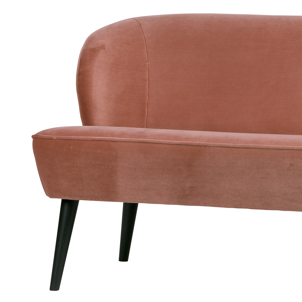 Retro Zweier Sofa in Rosa Samtbezug - Ismena