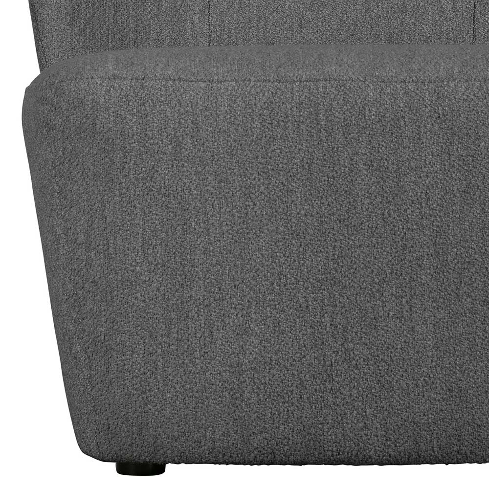 Sessel dunkelgrau Boucle Stoff Detailansicht der Unterseite mit kleinen Füßen – Negro