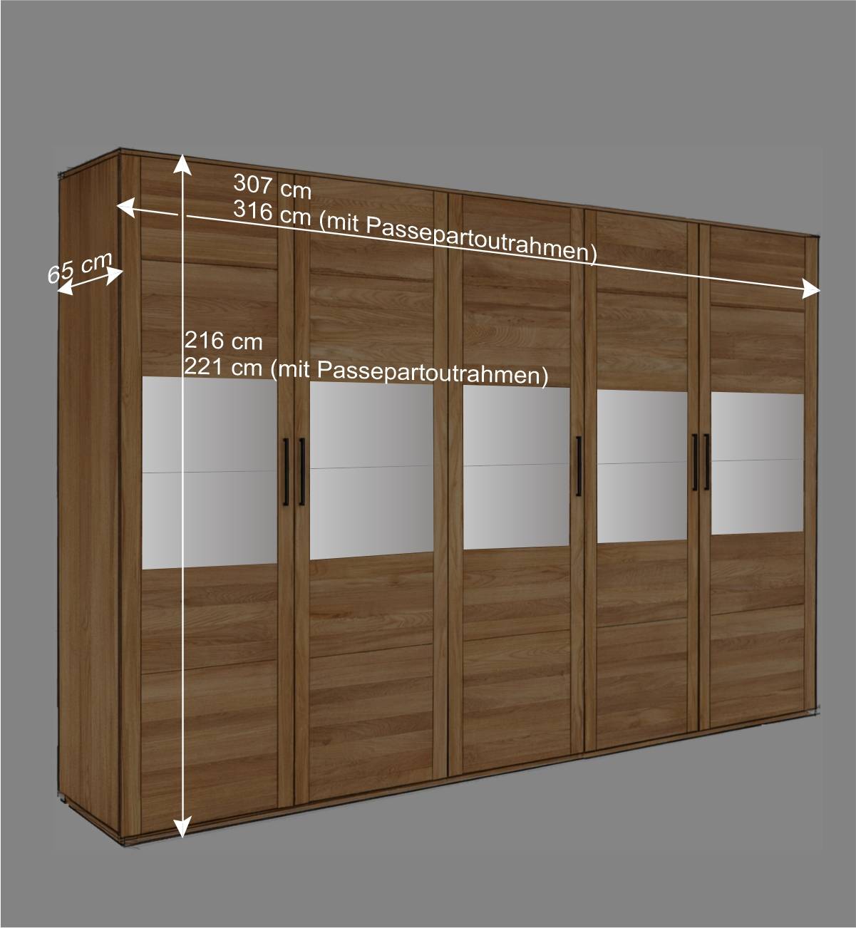 5-türiger Kleiderschrank aus Massivholz - Zaisan