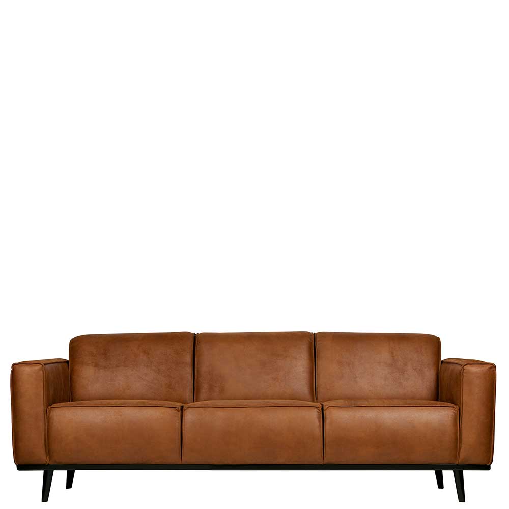 3er Leder Couch in Braun Cognac - Sunhide