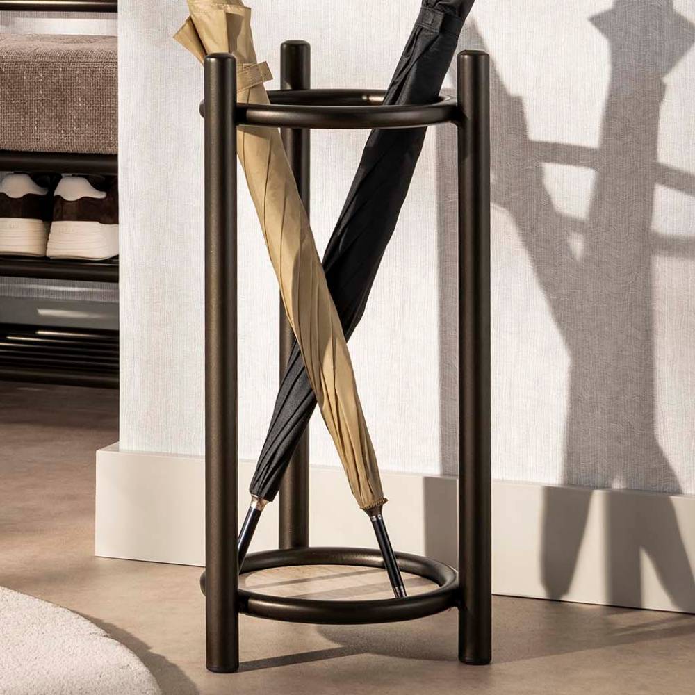 Schirmständer aus Stahl in Dunkelbraun Bronze - Oysta