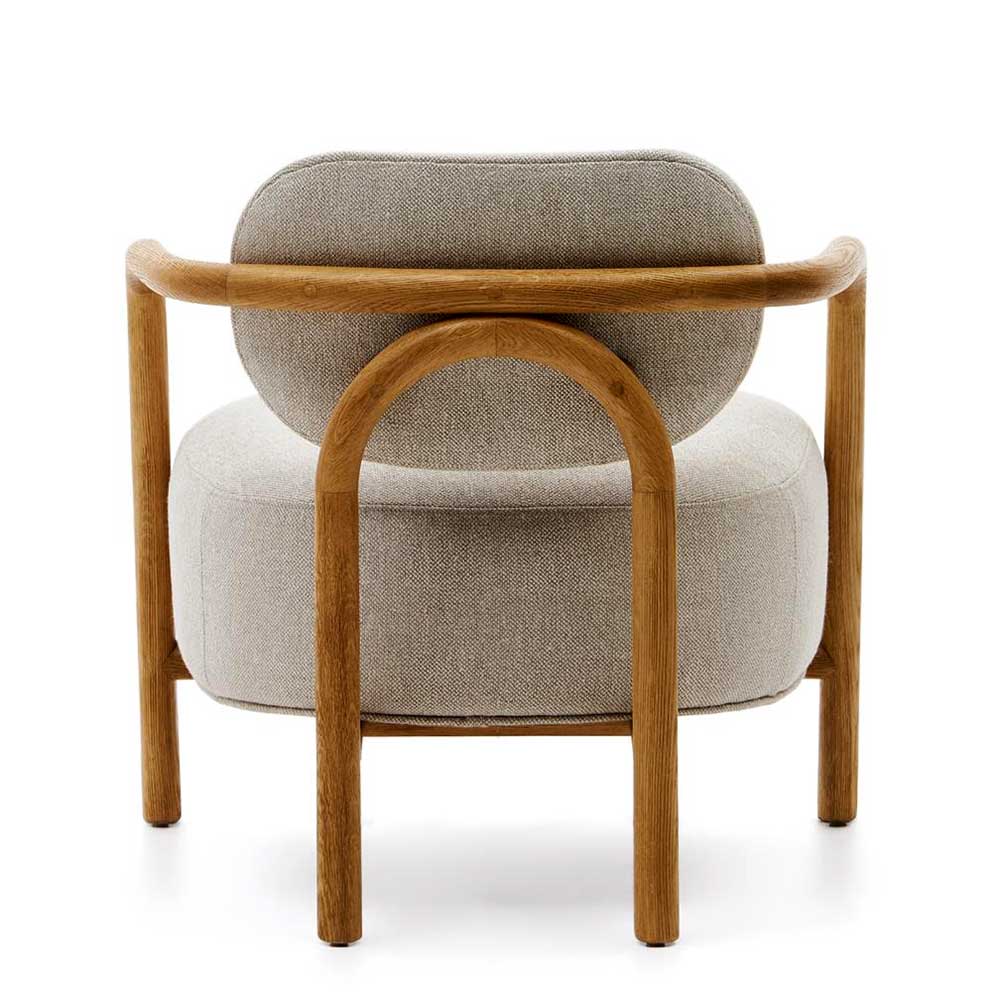 Skandi Design Sessel aus Chenille und Massivholz - Yilton