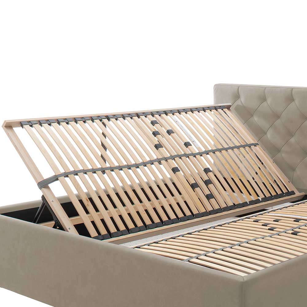 Bettkasten Bett in Beige Microfaser - Croscony