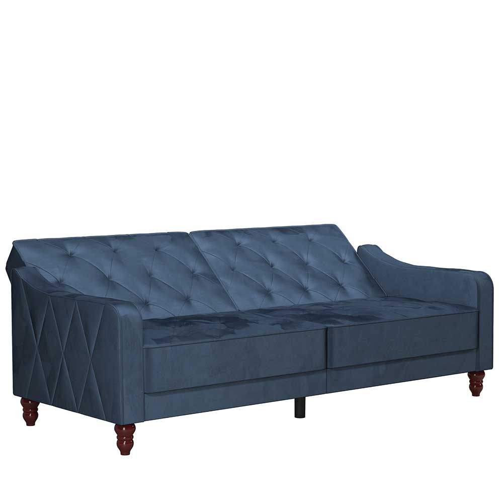 Retro Schlafsofa in Blau und Nussbaum Braun - Ziovarica